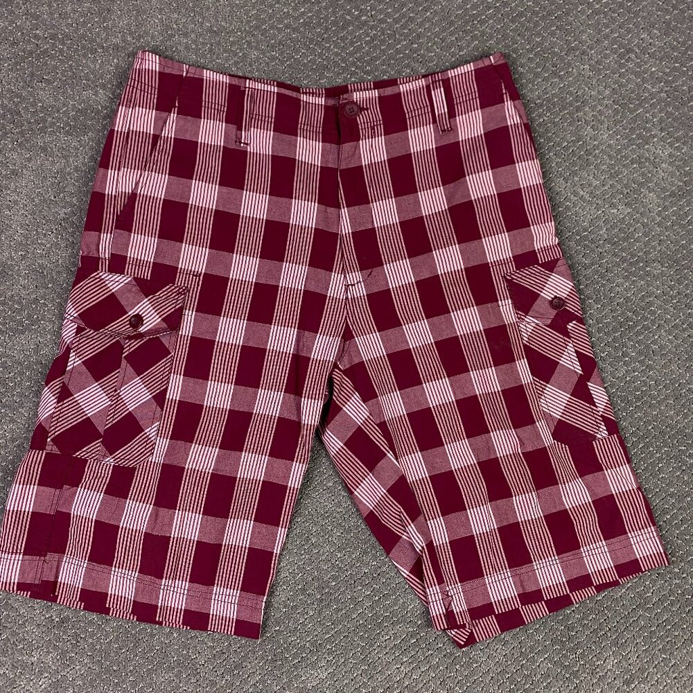 Vintage NWOT Polo Ralph Laruen Cargo Shorts Men's 36 Red Check Plaid